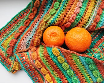 Crochet Shawl Pattern: &#39;Fall Foliage&#39; Triangle Shawl in DK Weight Yarn – Textured Leaves Design, PDF with Written & Graph Instructions