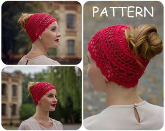 Messy Bun Crochet Hat Pattern - DIY Summer Crochet Beanie For Women - Womens Lace Hat Graph Pattern - ItWasYarn Glory Messy Bun Pattern