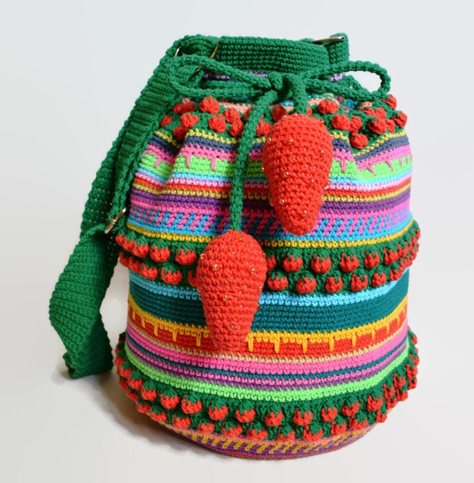 Oversized Crochet Mochilla Strawberries Bag Summer Festival | Etsy