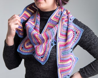 Crochet Shawl Pattern: "Winds" Colorful Women's Shawl in Fingering Yarn – PDF Pattern with Written Instructions (US Terms) by ItWasYarn