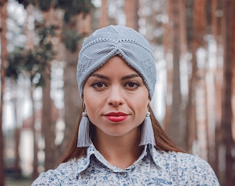 Turban Crochet Hat Pattern: Women’s Fitted Tunisian-Style Beanie, PDF