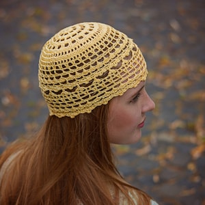 Summer Crochet Beanie Pattern, DIY Crochet Hat for Women, Womens Cap Pattern, DIY Lace Crochet Hat PDF Pattern, Cotton Boho Headwear Pattern
