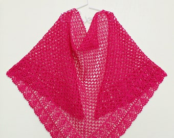 Lace Crochet Shawl Pattern: "Juicy Fuchsia" Summer Triangle Shawl – Designed by ItWasYarn