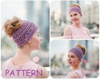 Ponytail Lace Crochet Hat Pattern - Mesy Bun Boho Summer Hat Crochet Pattern - Instant Downloads Crochet Hat - DIY Hat Pattern Graph