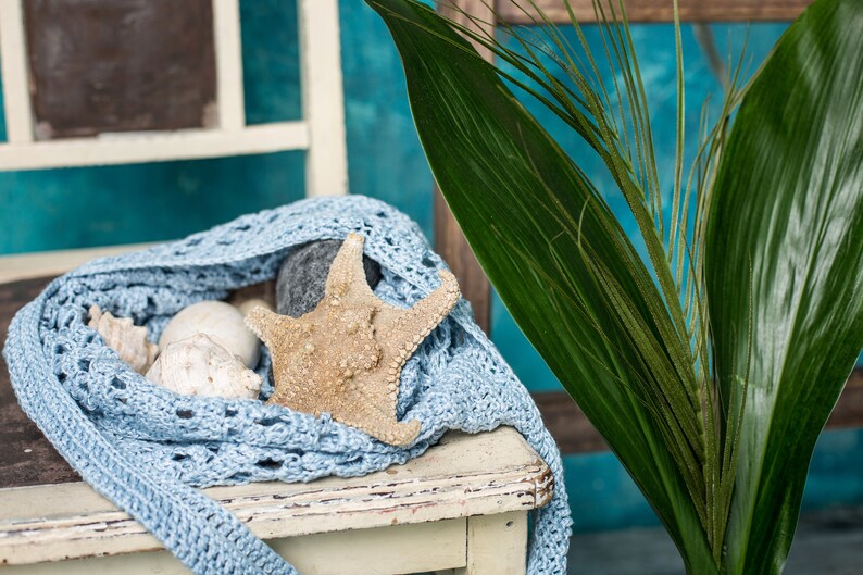 Crochet bag with summer coastal aesthetic, styled with natural textures – Summer Cloud by Kate Kosenko
