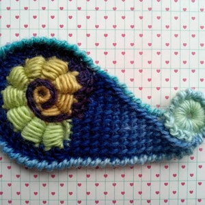 Tunisial crochet paisley patch.