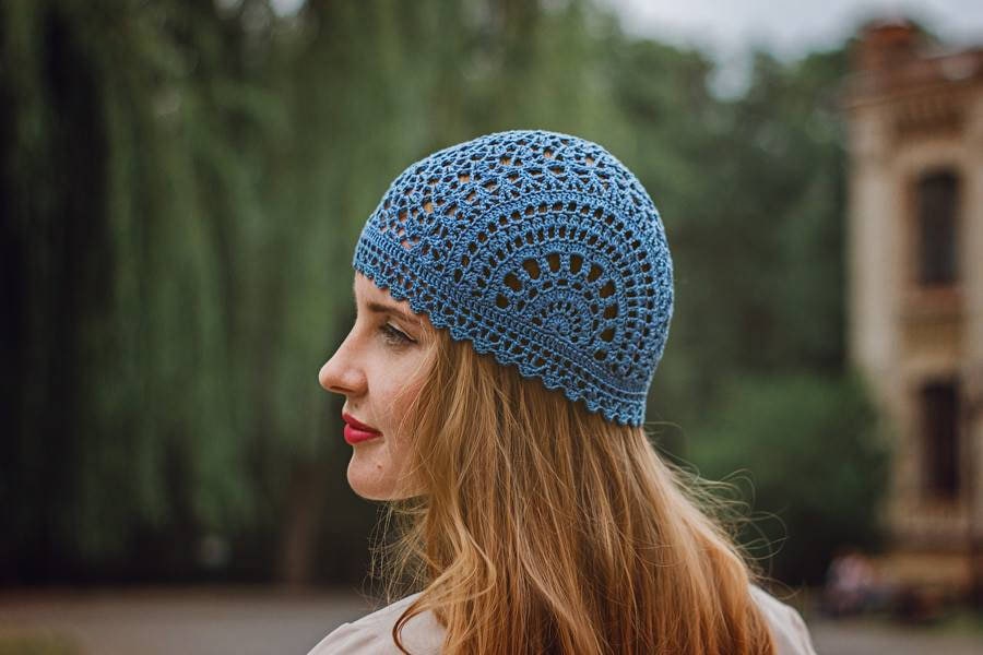 Created by Cyd‎ Juliet Yellow Crochet Beanie Open Knit Cotton Scalloped Hat New Lemon beanie for a first birthday present : r/crochet main image 2