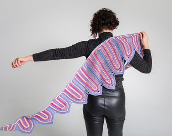 Crochet shawl pattern "Winds" - Written crochet pattern in US terms for fingering size yarn - Womens colorful shawl pattern ItWasYarn