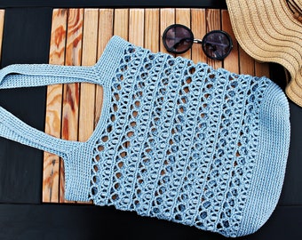 Quick Crochet Project – Trendy Beach Tote Bag Pattern "Waves" PDF