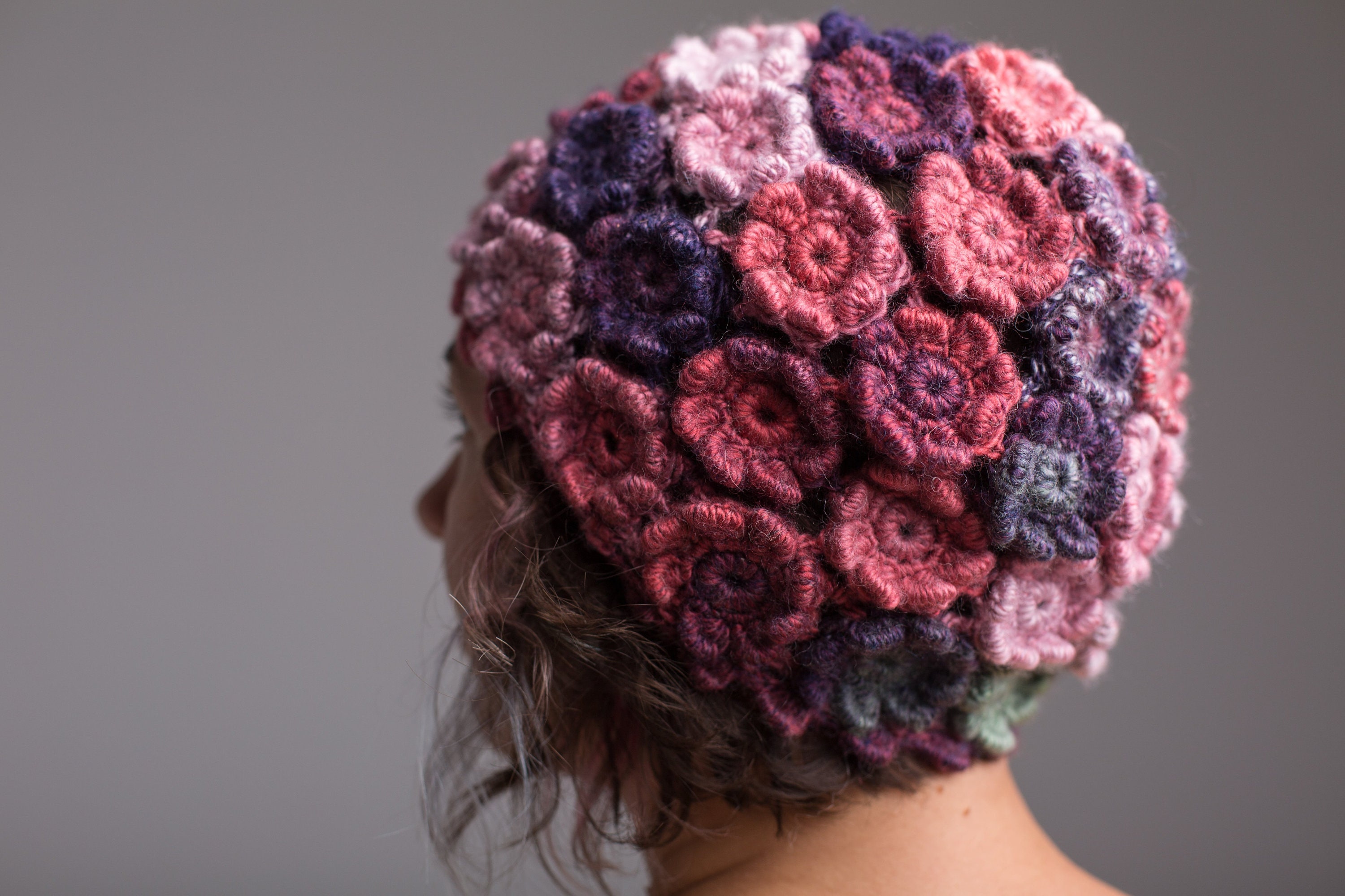 Handmade Crochet Beret with Blue Flower O/S Blue Flower Beret - Etsy main image 2