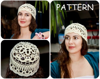 Vintage Crochet Hat Pattern PDF - Women's Retro Hat Crochet Pattern Instant Downloads - DIY Boho Crochet Hat For Women With Diagram Scheme