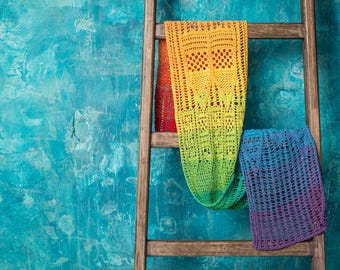 Crochet Scarf Pattern: "City" Lightweight Lacy Shawl – One Skein Fingering Weight Yarn, Written in US Terms