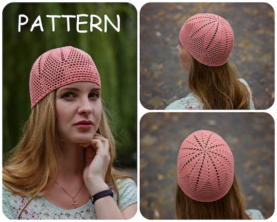 Filet Crochet Hat Pattern: Fitted Beanie in Multiple Sizes, PDF