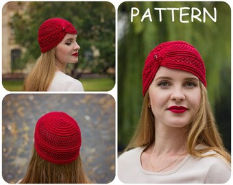 Crochet Pattern - Beanie Hat With Bead Crochet Pattern - Lace Crochet Written Pattern - Chemo Hat Pattern - DIY Summer Women’s Hat Pattern