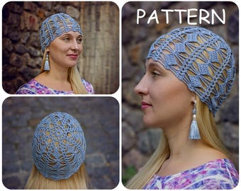 Women's Hat Crochet Pattern - Retro Beanie Crochet Hat Pattern - Graph And Written Crochet Pattern - PDF Pattern US Terms - Lace Hat Crochet