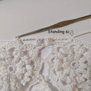 Crochet progress: white flower motifs