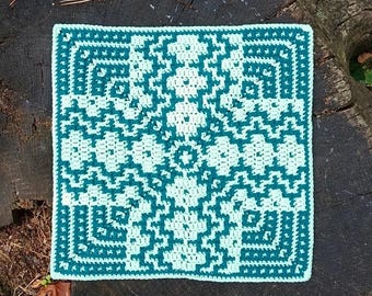 Prism Square Crochet Pattern: 12 Inch Geometric Mosaic Overlay Crochet Square  from Echo Collection