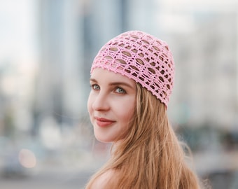 Boho Lace Crochet Hat Pattern: Lightweight Summer Beanie, PDF DIY (Graph Included)