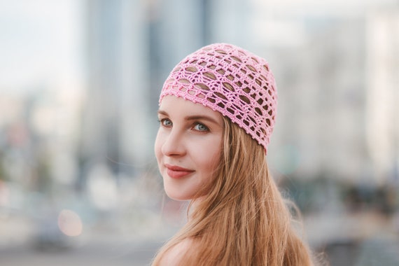 3839 Handmade Crochet Bohemian Beanie Sun Summer Hat Skull Cap For Women Lace Blooming Lace Skull Cap | 100% Cotton Handmade Crochet  main image 2
