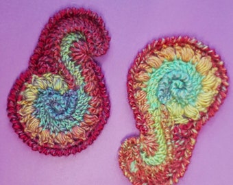 Paisley crochet pattern - Motif Paisley Reverse step-by-step written pattern and photo tutorial - Freeform learning - How to crochet paisley