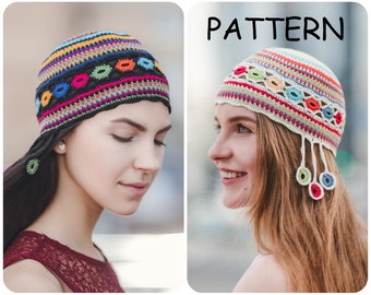 Boho Crochet Hat Written Pattern - Color Mix Beanie Crochet Pattern - PDF Pattern US Terms Multicolor Bohemian Hat - Women's ItWasYarn Cap