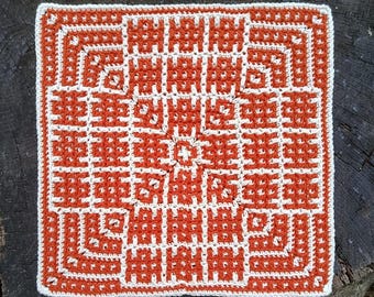 Ripple Square: Crochet Overlay Mosaic Pattern from Echo Collection, Chart and Written Instructions, PDF