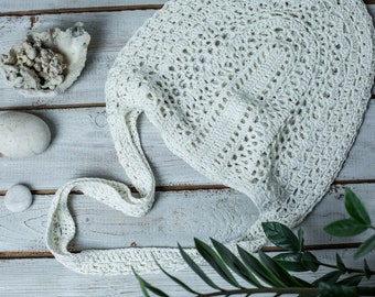 Crochet Summer Project – Half Moon Beach Bag Pattern "White Cloud" PDF
