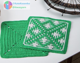 Crochet Square Pattern "October" – Geometric Mosaic Design for Pillows & Blankets | Year Bundle