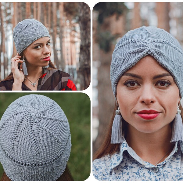 Turban Crochet Pattern Hat - Crochet Fitted Hat For Women - Womens Tunisian Hat Crochet Pattern - Cotton Hats Pattern - ItWasYarn Patterns