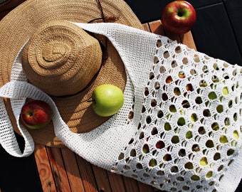 Easy Crochet Tote Pattern – Beach & Everyday Shoulder Bag "White Shell"