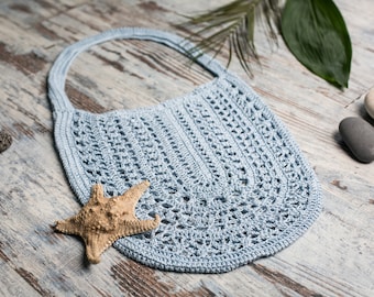 Crochet Half Circle Tote Bag – Summer Beach Purse Pattern "Summer Cloud" PDF