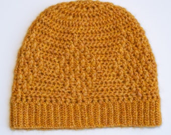 Luxurious Crochet Hat with Baby Alpaca and Merino Wool Blend | Lightweight & Soft Warm Yellow Beanie