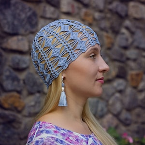 Crochet Beanie Pattern: Women’s Geometric Summer Cap (Thread, PDF, Written + Graph)