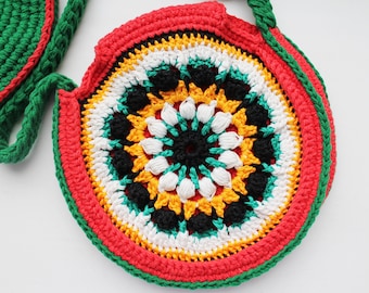 Crochet Mandala Bag Pattern "Candy Twins" – Boho Round Crossbody Purse for Summer PDF