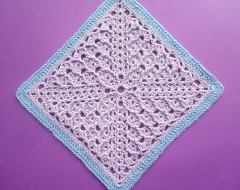 Afghan block crochet pattern - Crochet granny square MAY - Front post crochet stitches endless square pattern