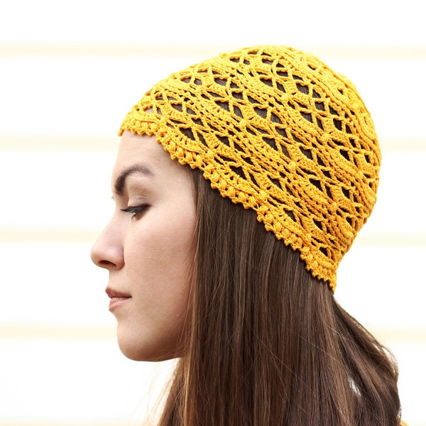 Quickly Crocheting Beanie Pattern - Summer Lacy Crochet Hat Pattern for Woman - Pattern to Crochet Lace Hat - Chemo Beanie Crochet Pattern