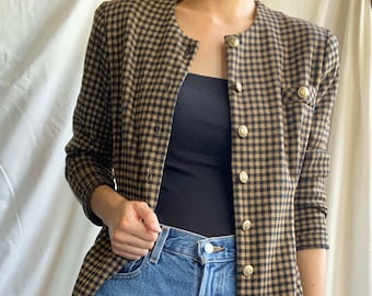 Vintage 80s plaid long coat size 10 petite