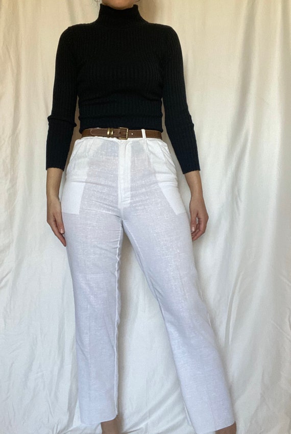 Vintage 90s white sheer high waist pants size larg