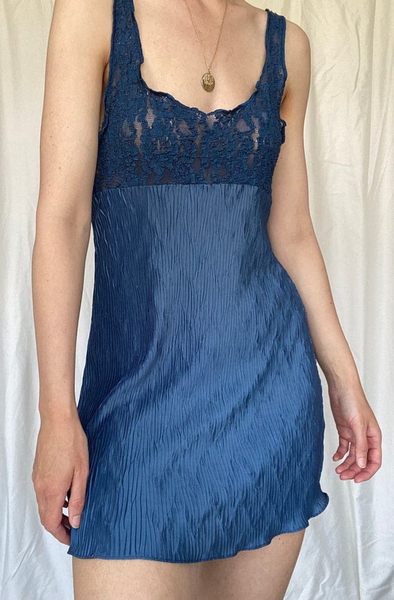 90s Val Mode lingerie blue slip dress size medium - image 3