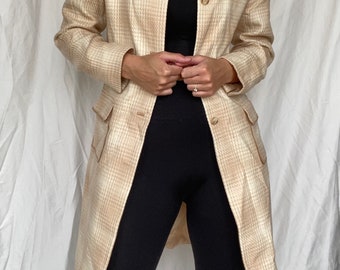 Vintage 80s BillBlass beige and cream long coat fits XS-L