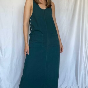 Vintage 90s California cordón vestido de algodón verde profundo tamaño pequeño