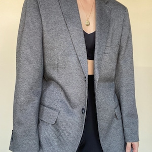 Vintage 90s mens grey and black blazer by Hagger size 42 R