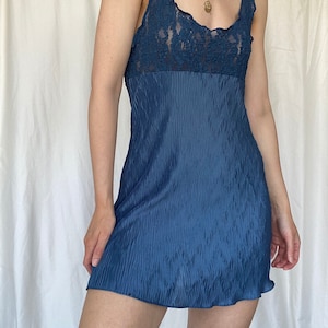 90s Val Mode lingerie blue slip dress size medium