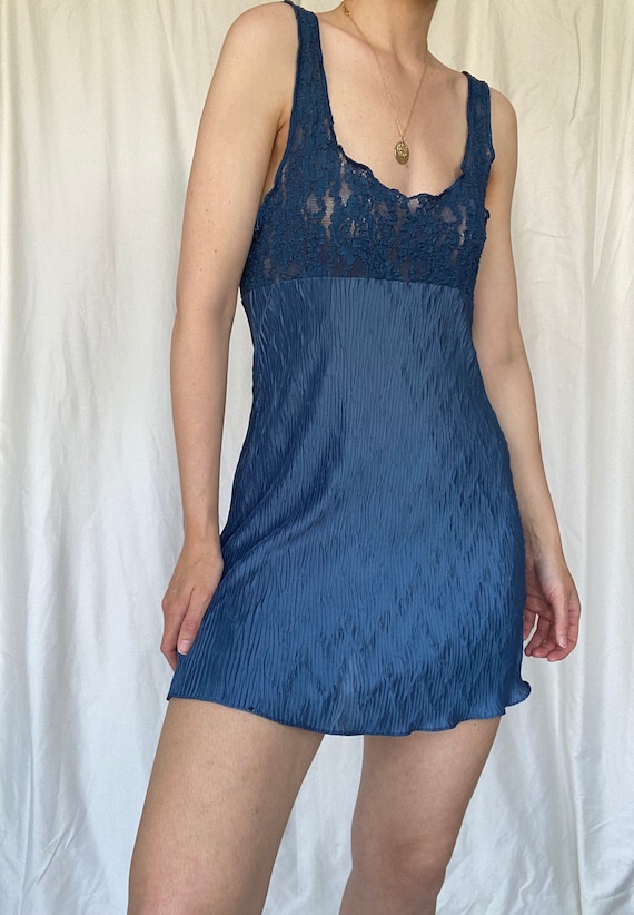 90s Val Mode lingerie blue slip dress size medium