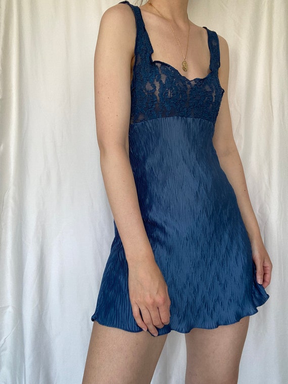 90s Val Mode lingerie blue slip dress size medium - image 4