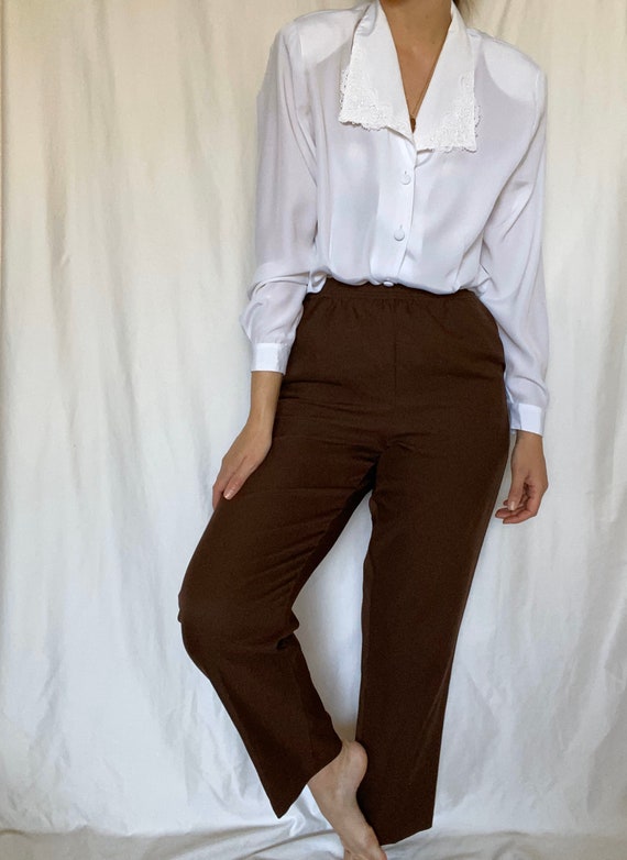 Vintage 90s White Stag chocolate brown easy pant … - image 1