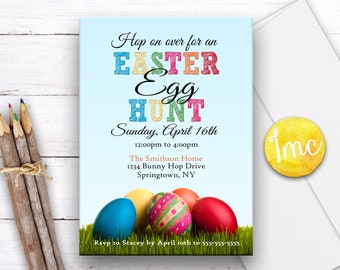 Easter Egg Hunt Invitation, Easter Egg Hunt Invite, Easter Bunny Invitation, Easter Party Invitation, Egg Hunt, Easter Invite, Easter Theme