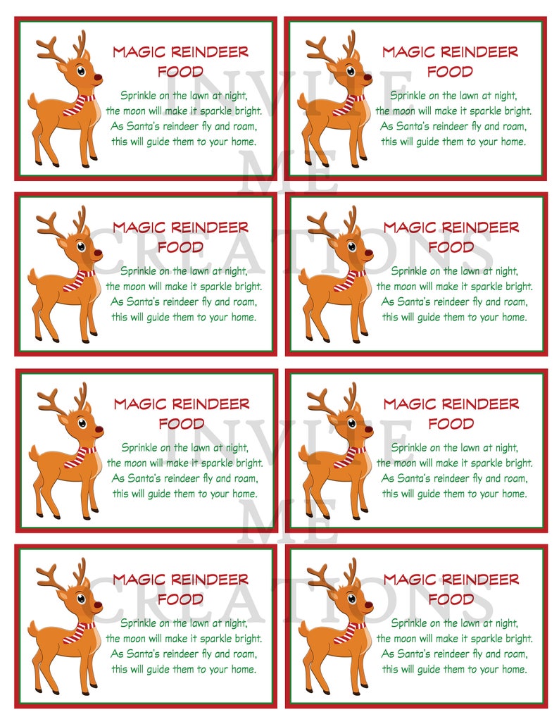 Printable Reindeer Food Tags