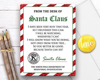 Carta de Santa Cam, DIGITAL, Carta de lista traviesa, Carta de advertencia de Santa, Vigilancia de Elfos, Aviso del Polo Norte, Carta de Santa, Navidad