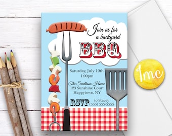 BBQ Invitation, Cookout Invitation, Picnic Invitation, BBQ Invite, Birthday BBQ Invitation, Summer Party Invite, Backyard BBq Invite, Grill